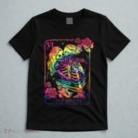 The Lovers Tarot Card Goth Tie Dye Kissing Lesbian Skeletons T-Shirt thumb 5