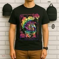 The Lovers Tarot Card Goth Tie Dye Kissing Lesbian Skeletons T-Shirt thumb 6