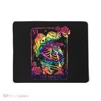 The Lovers Tarot Card Goth Tie Dye Kissing Lesbian Skeletons Mousepad thumb 0
