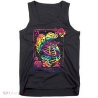 The Lovers Tarot Card Goth Tie Dye Kissing Lesbian Skeletons Tank Top thumb 0