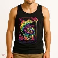 The Lovers Tarot Card Goth Tie Dye Kissing Lesbian Skeletons Tank Top thumb 3