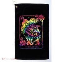 The Lovers Tarot Card Goth Tie Dye Kissing Lesbian Skeletons Golf Towel thumb 0