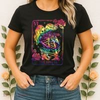 The Lovers Tarot Card Goth Tie Dye Kissing Lesbian Skeletons Women's T-Shirt thumb 2