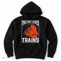 This  loves trains locomotives and wagon! boys train Hoodie thumb 0