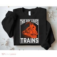 This  loves trains locomotives and wagon! boys train Sweatshirt thumb 2