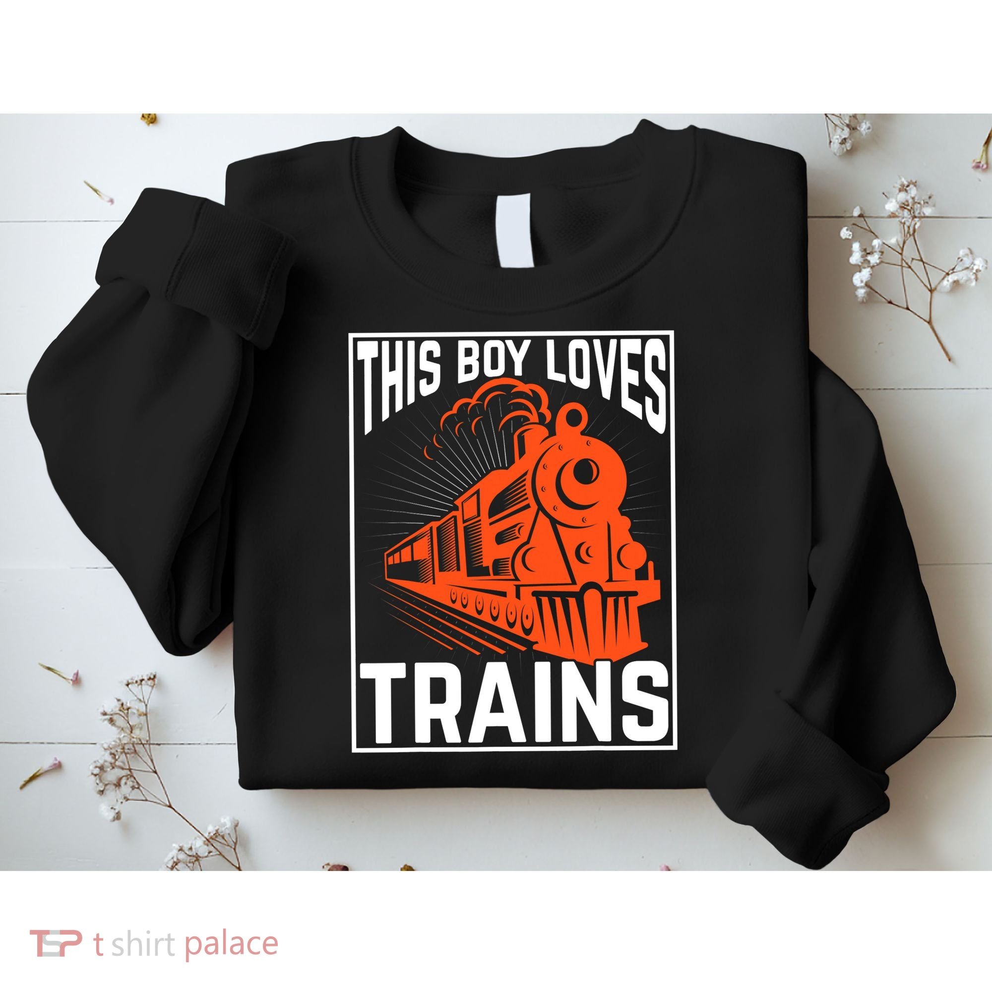 This  loves trains locomotives and wagon! boys train Sweatshirt