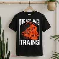 This  loves trains locomotives and wagon! boys train T-Shirt thumb 2
