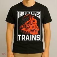 This  loves trains locomotives and wagon! boys train T-Shirt thumb 3