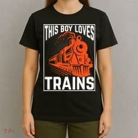 This  loves trains locomotives and wagon! boys train T-Shirt thumb 4