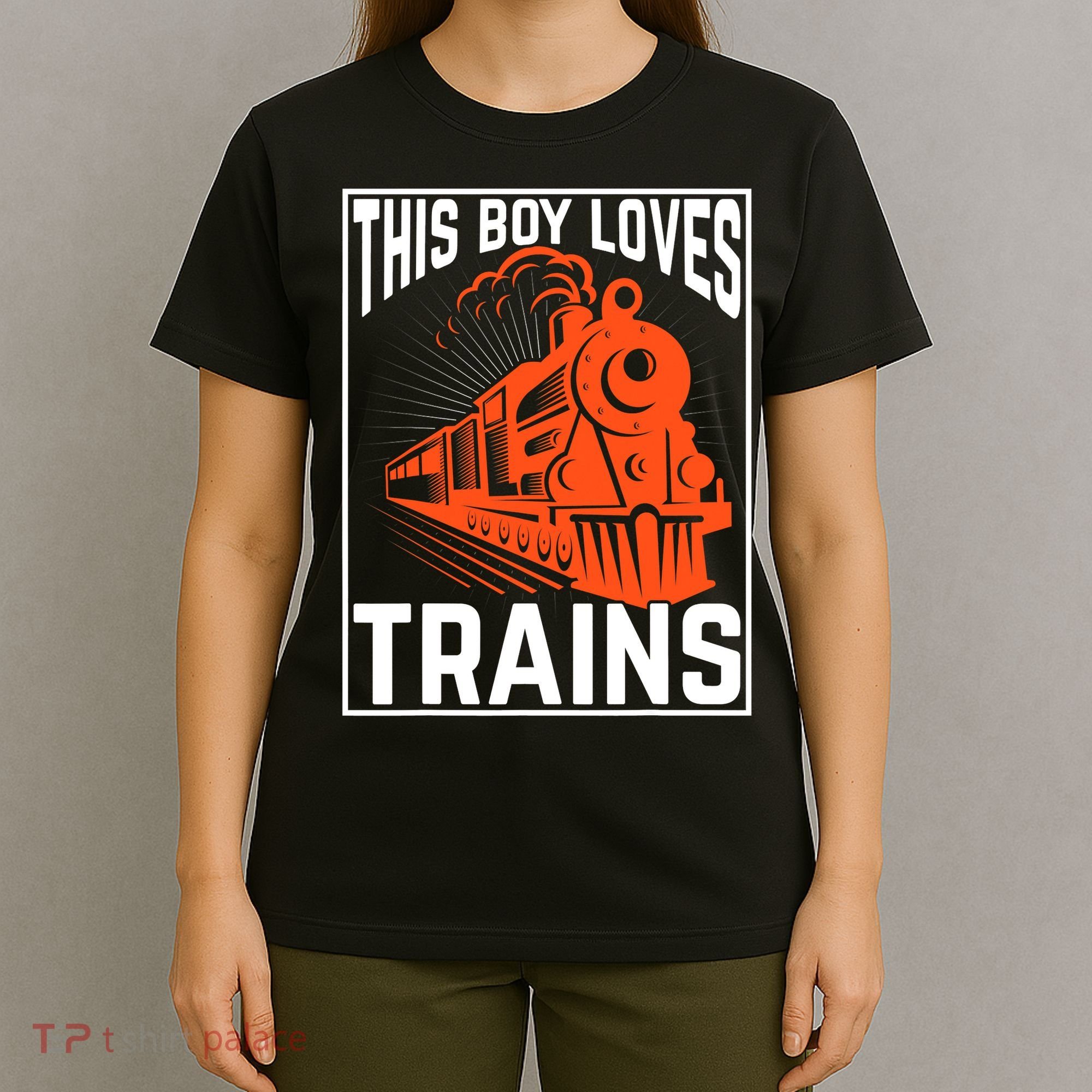 This  loves trains locomotives and wagon! boys train T-Shirt