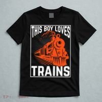 This  loves trains locomotives and wagon! boys train T-Shirt thumb 5