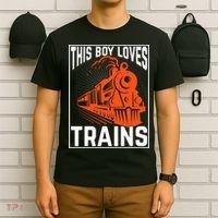 This  loves trains locomotives and wagon! boys train T-Shirt thumb 6