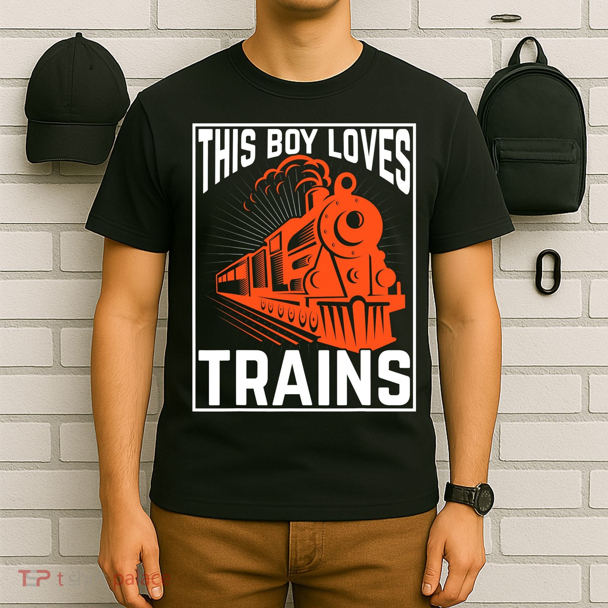 This  loves trains locomotives and wagon! boys train T-Shirt