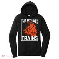 This  loves trains locomotives and wagon! boys train Women's Hoodie thumb 0