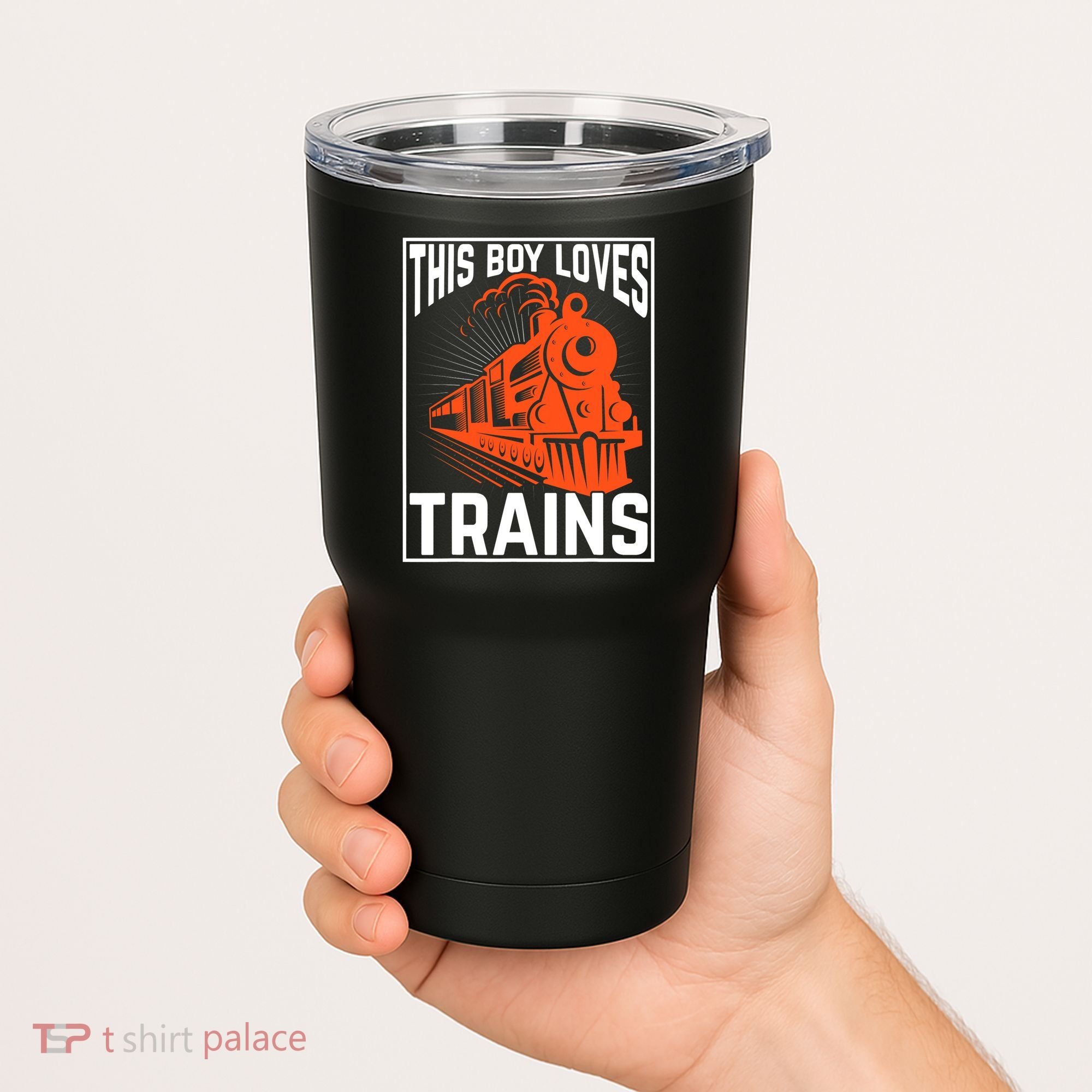 This  loves trains locomotives and wagon! boys train Tumbler
