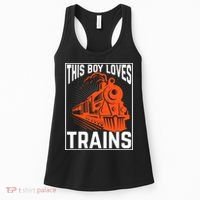 This  loves trains locomotives and wagon! boys train Women's Tank Top thumb 0
