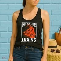 This  loves trains locomotives and wagon! boys train Women's Tank Top thumb 2