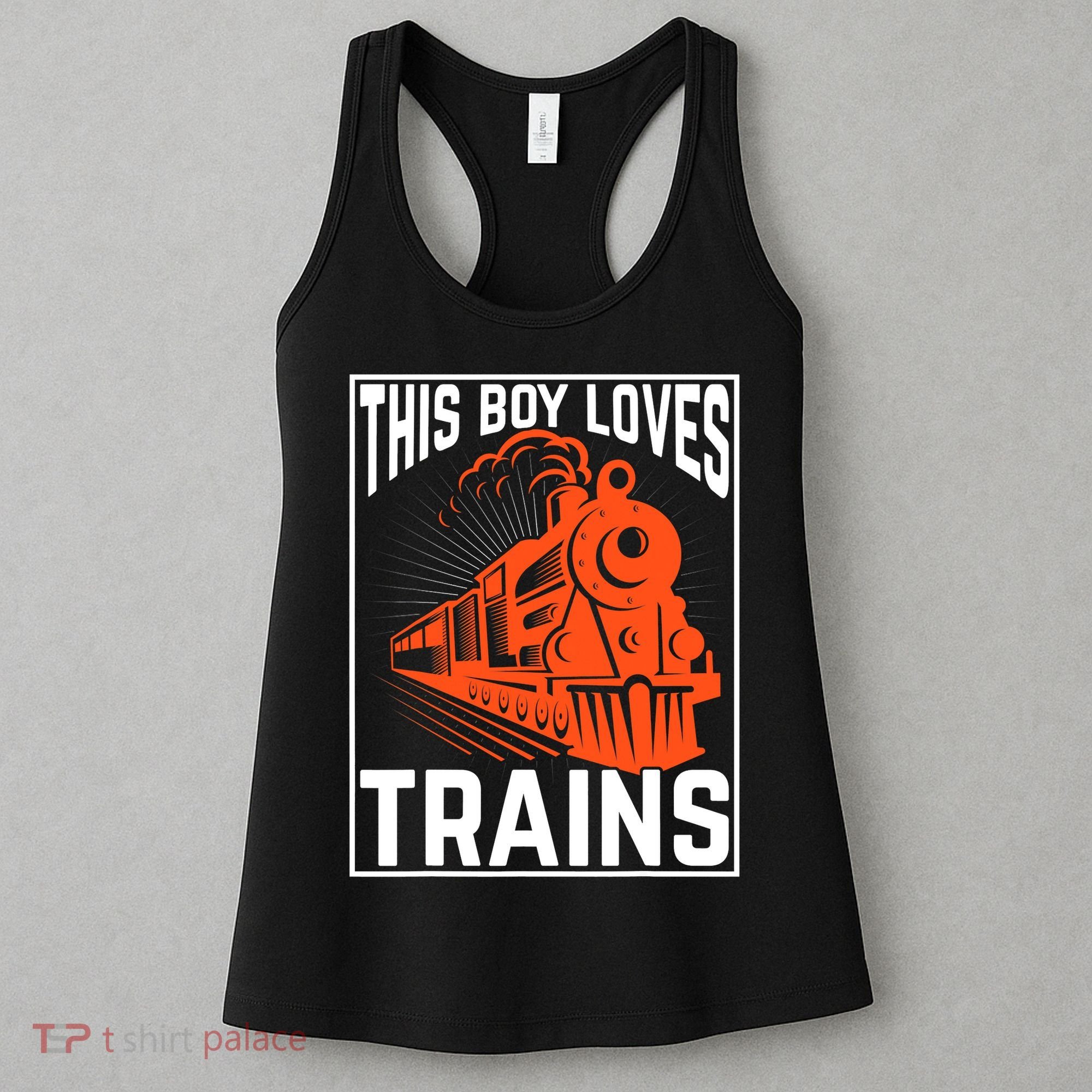 This  loves trains locomotives and wagon! boys train Women's Tank Top