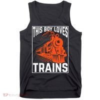 This  loves trains locomotives and wagon! boys train Tank Top thumb 0