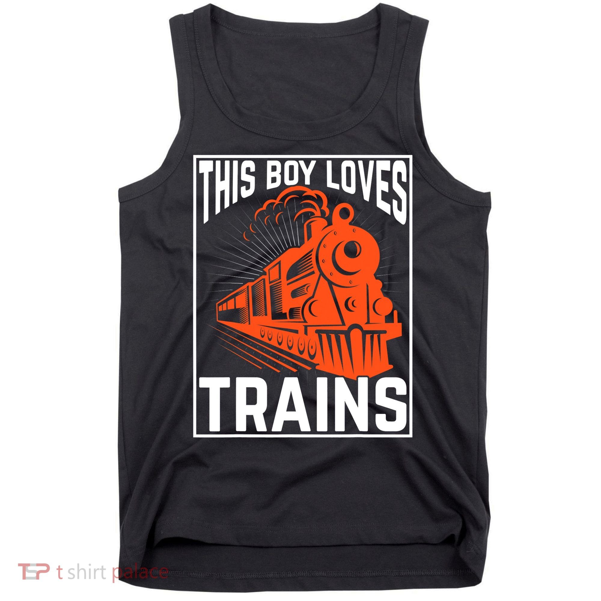 This  loves trains locomotives and wagon! boys train Tank Top