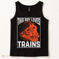This  loves trains locomotives and wagon! boys train Tank Top thumb 2