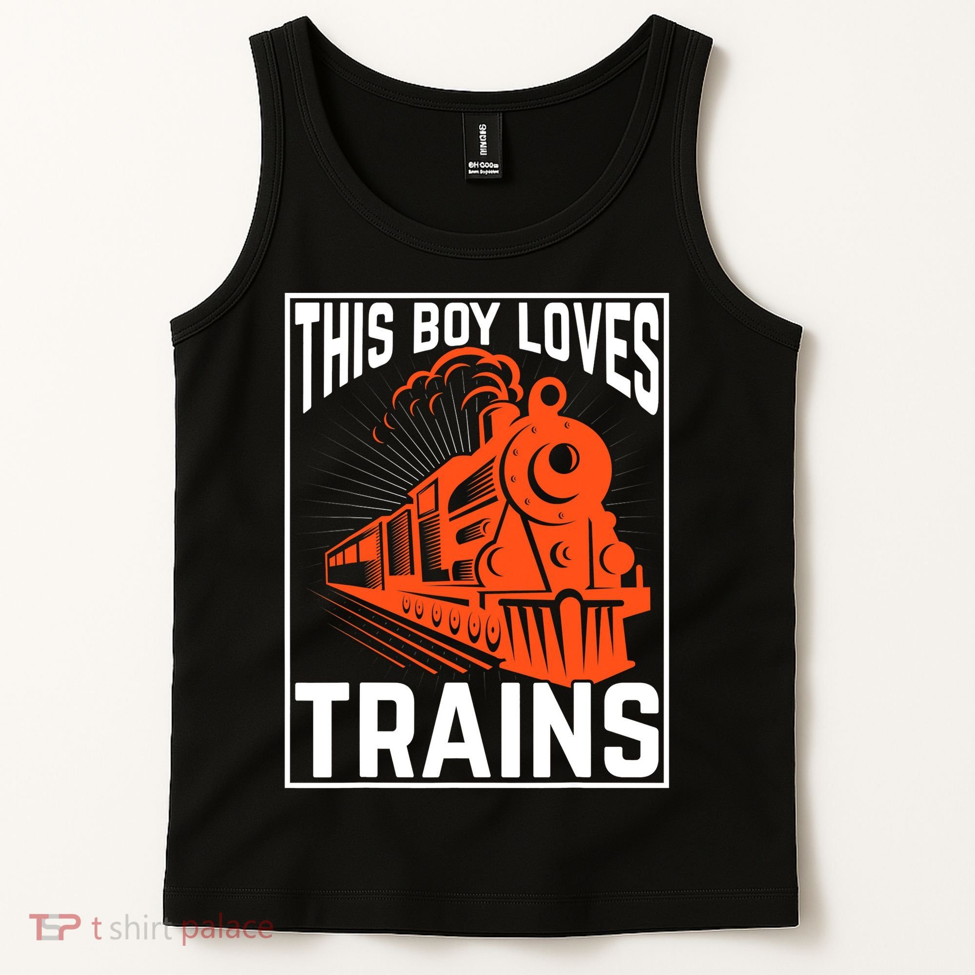 This  loves trains locomotives and wagon! boys train Tank Top