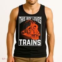 This  loves trains locomotives and wagon! boys train Tank Top thumb 3