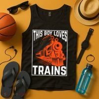 This  loves trains locomotives and wagon! boys train Tank Top thumb 4