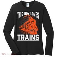 This  loves trains locomotives and wagon! boys train Women's Long Sleeve Shirt thumb 0
