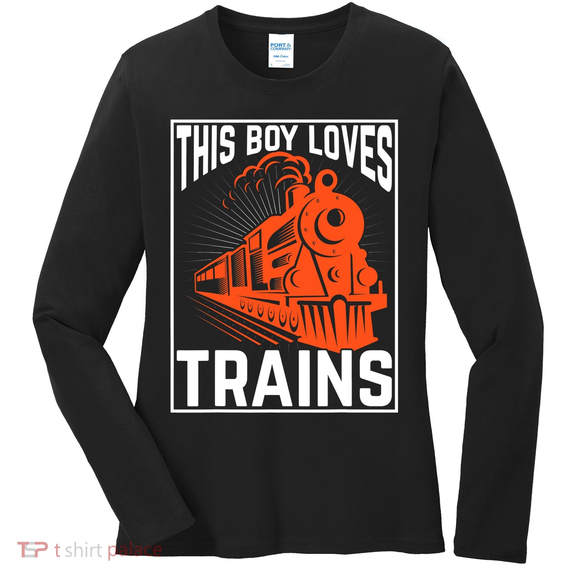 This  loves trains locomotives and wagon! boys train Women's Long Sleeve Shirt