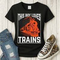 This  loves trains locomotives and wagon! boys train Women's T-Shirt thumb 3