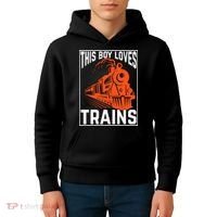 This  loves trains locomotives and wagon! boys train Kids Hoodie thumb 4