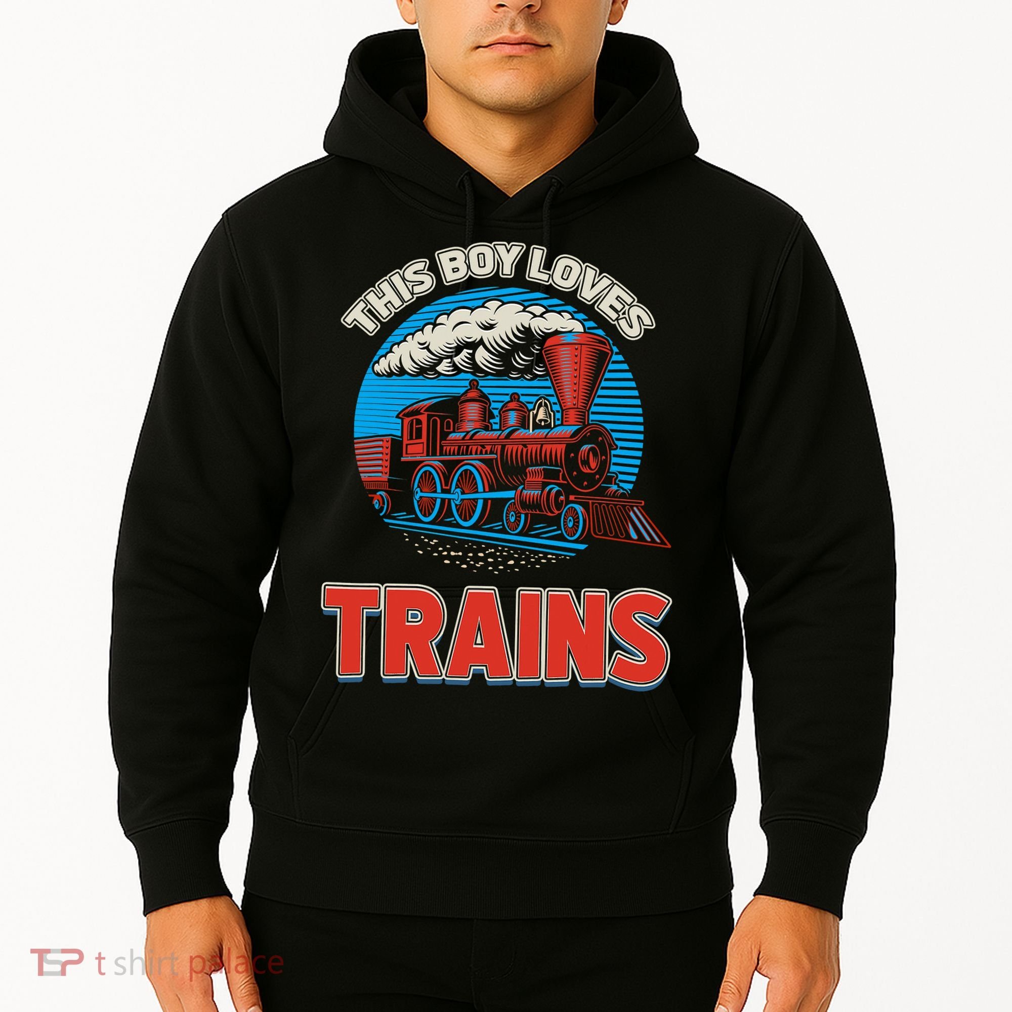 This  loves trains locomotives and wagon! boys train Hoodie