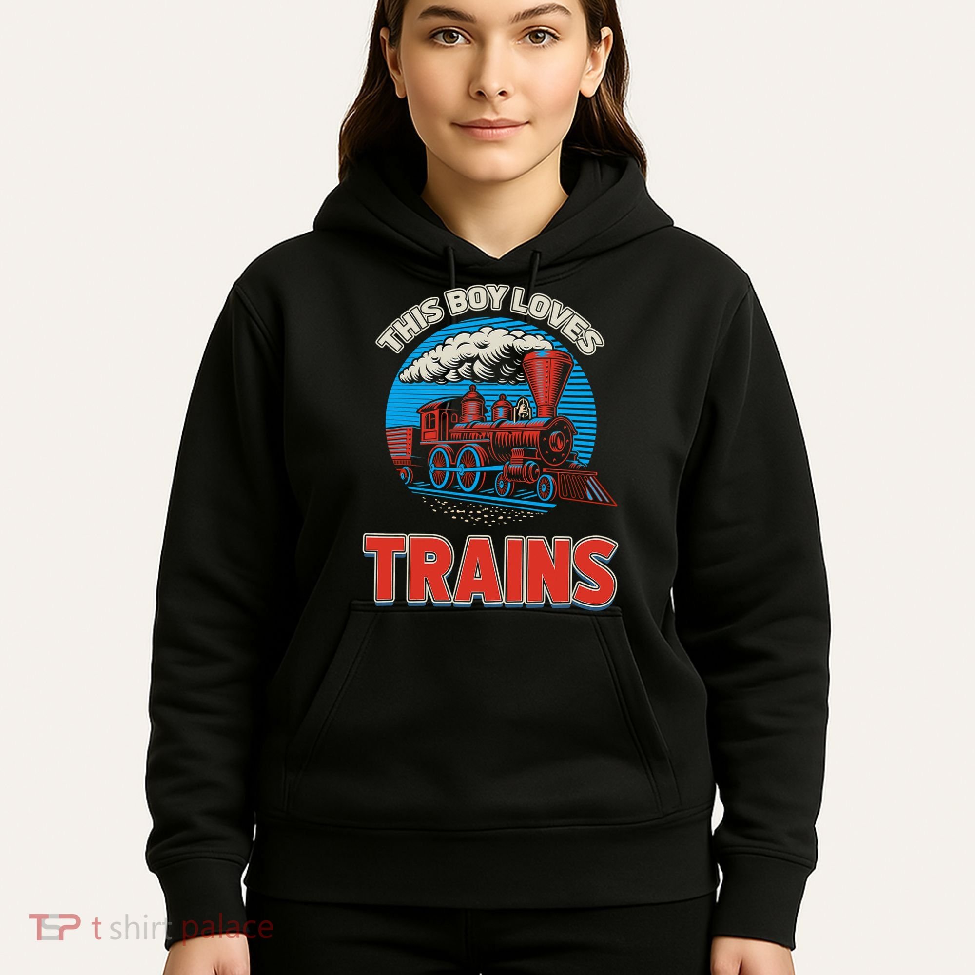 This  loves trains locomotives and wagon! boys train Hoodie