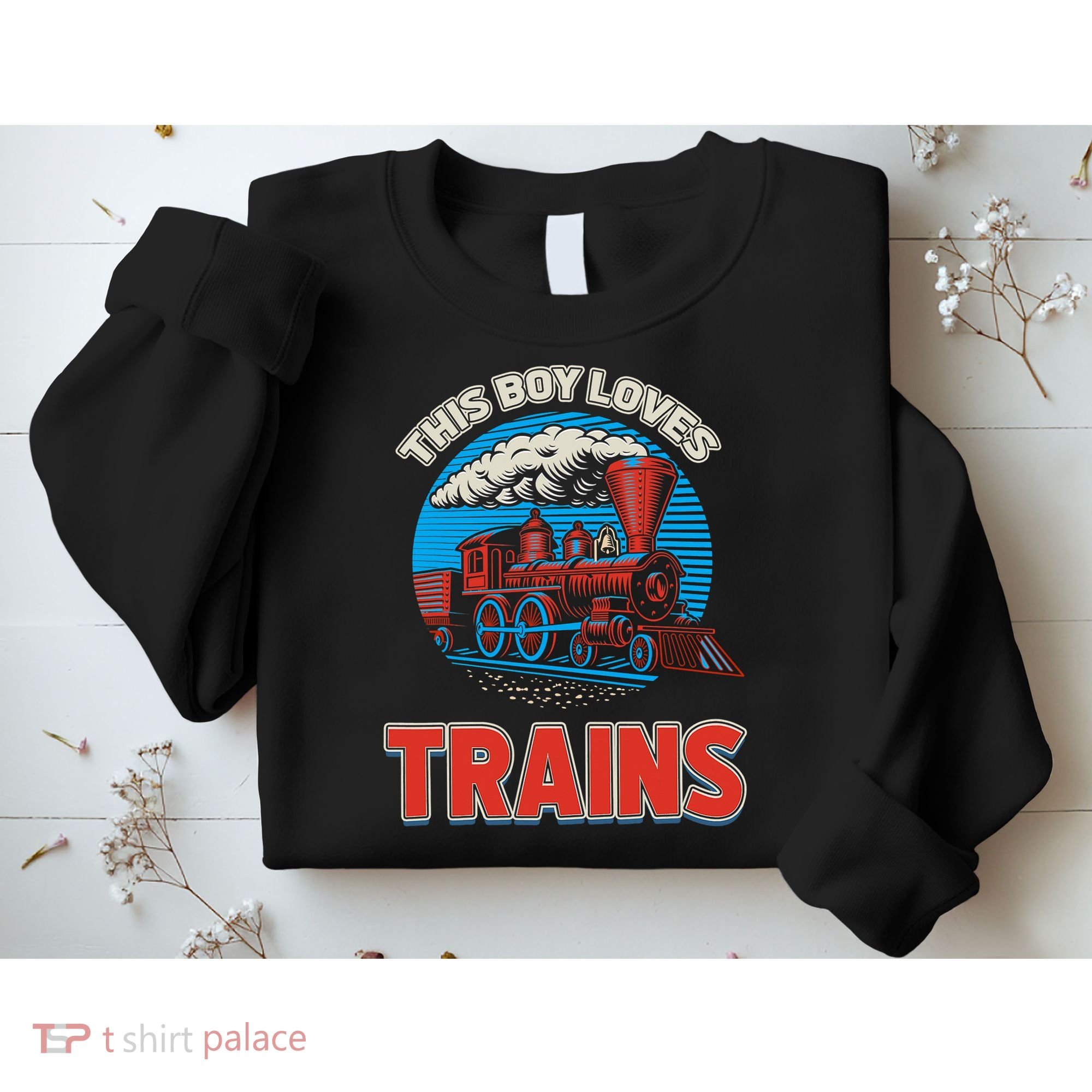 This  loves trains locomotives and wagon! boys train Sweatshirt