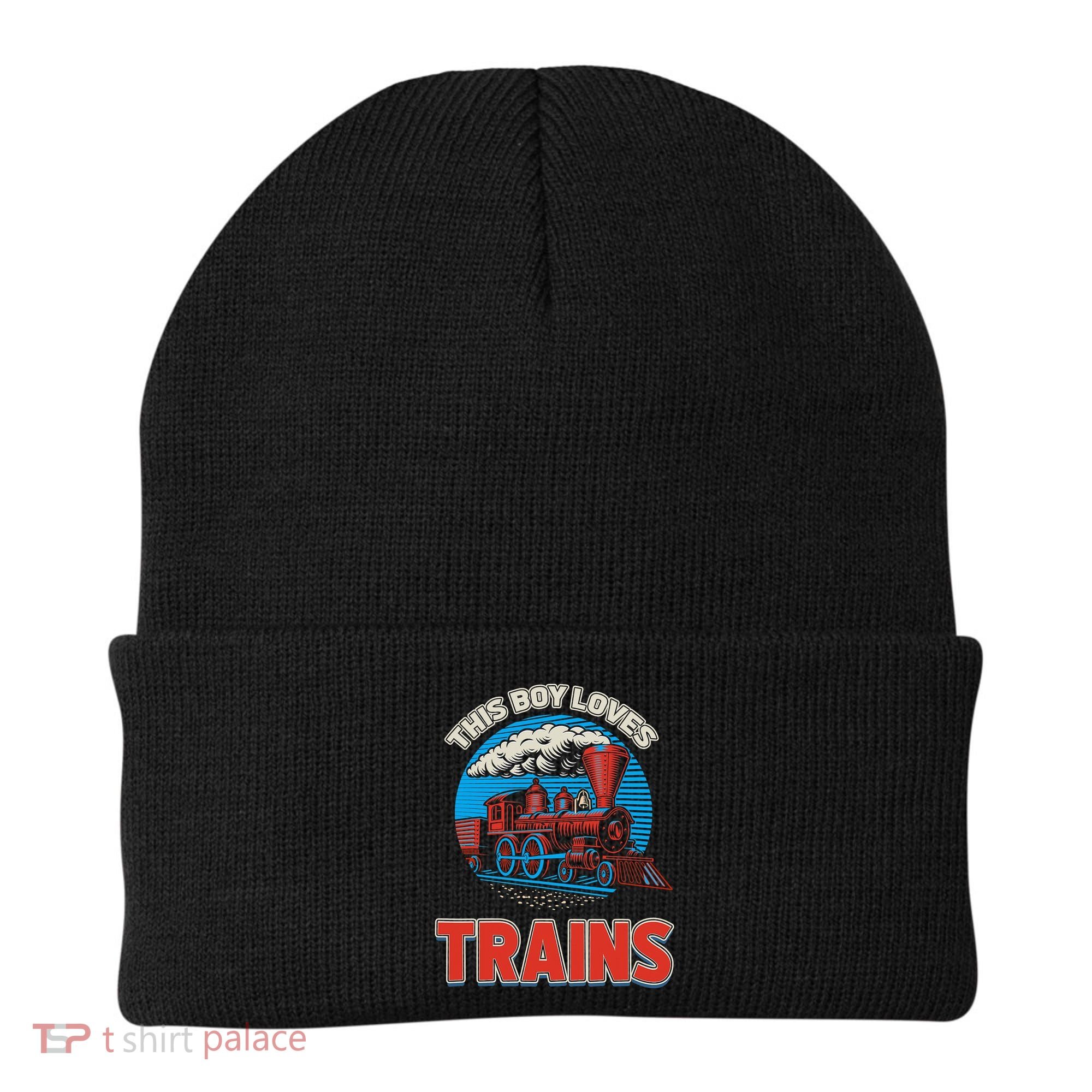 This  loves trains locomotives and wagon! boys train Beanie