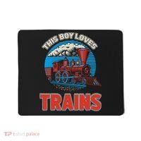 This  loves trains locomotives and wagon! boys train Mousepad thumb 0