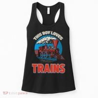 This  loves trains locomotives and wagon! boys train Women's Tank Top thumb 0