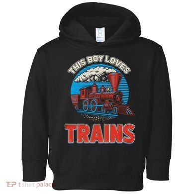 This  loves trains locomotives and wagon! boys train Toddler Hoodie