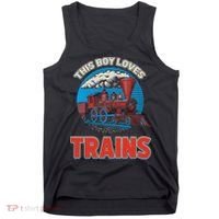 This  loves trains locomotives and wagon! boys train Tank Top thumb 0