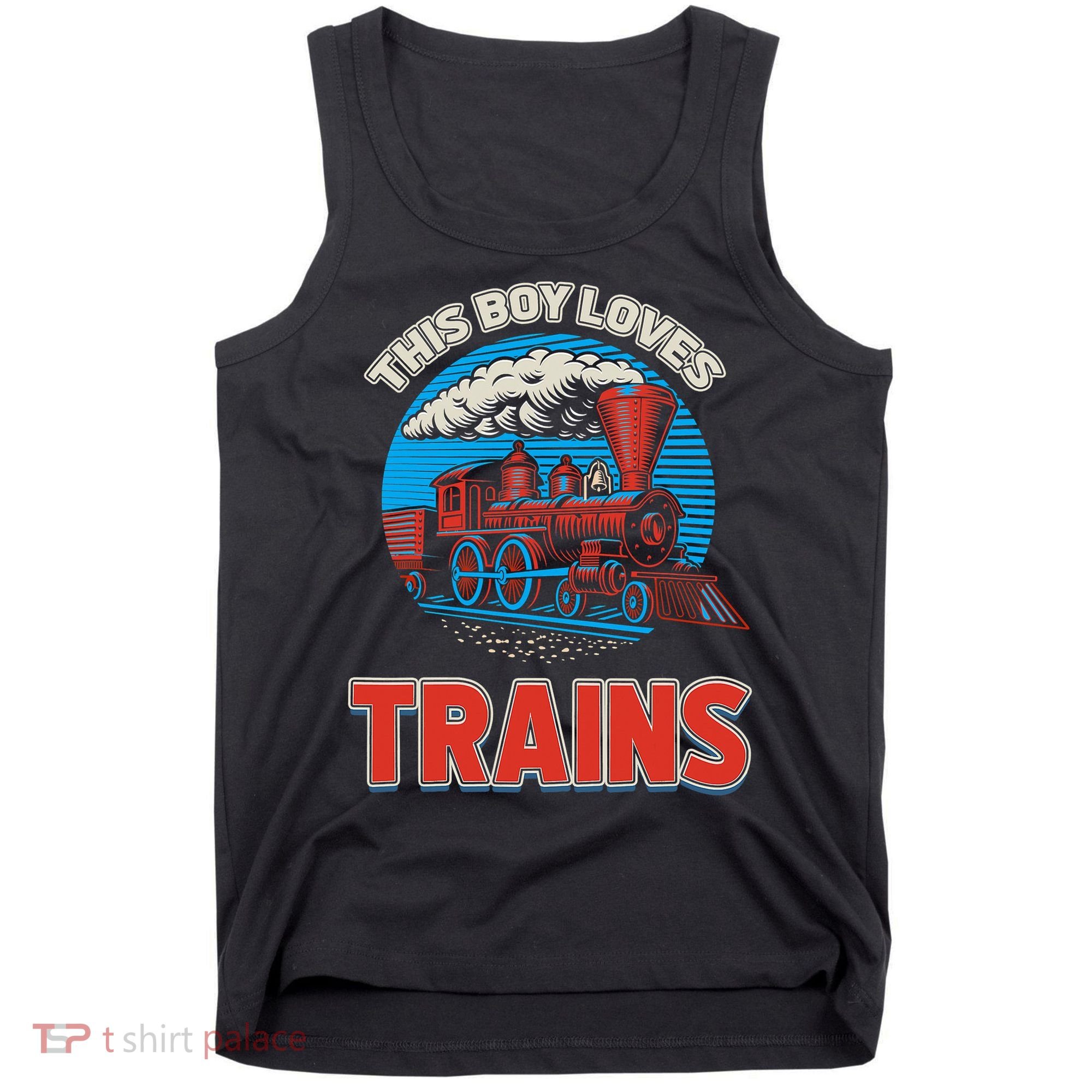 This  loves trains locomotives and wagon! boys train Tank Top