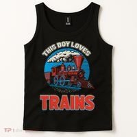 This  loves trains locomotives and wagon! boys train Tank Top thumb 2