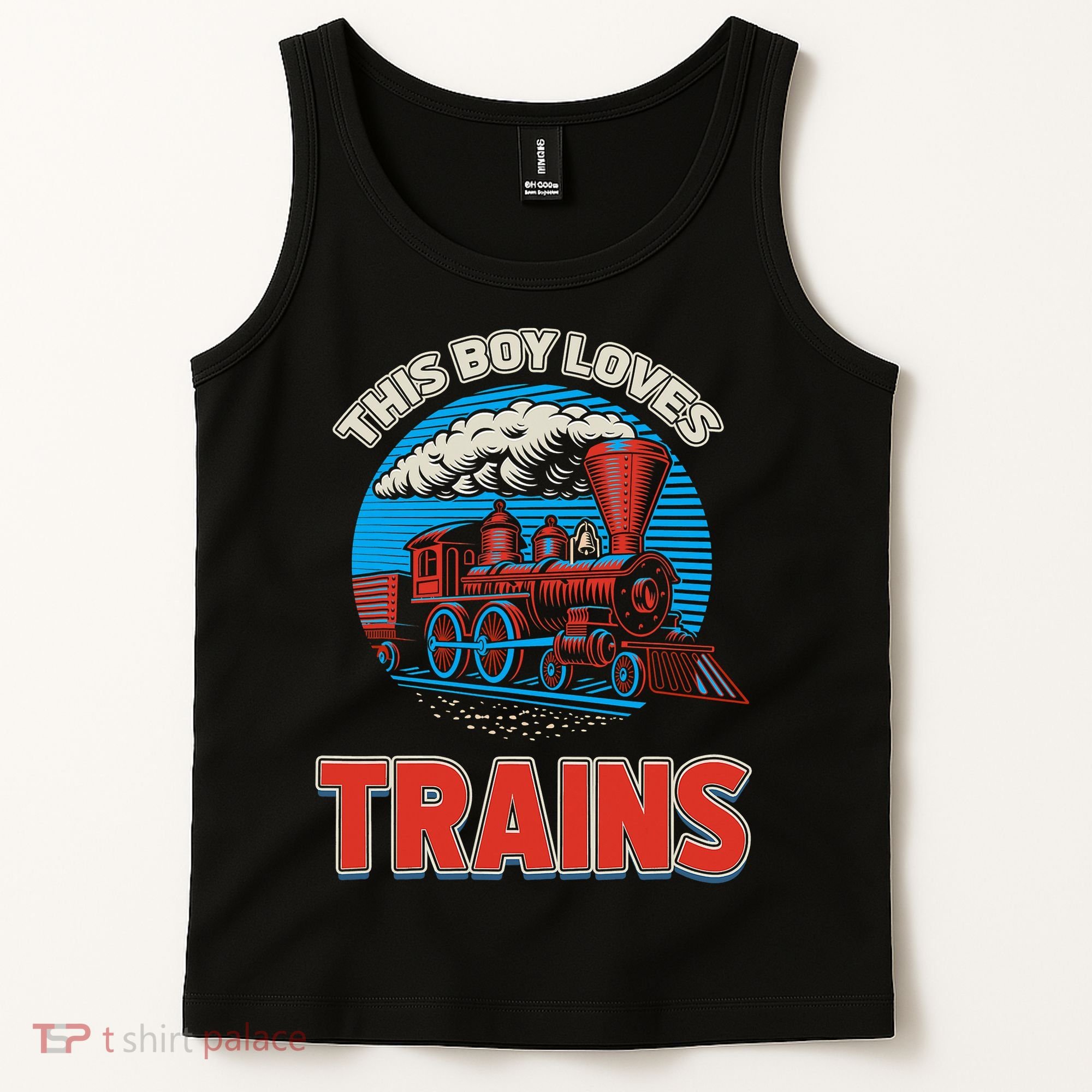 This  loves trains locomotives and wagon! boys train Tank Top