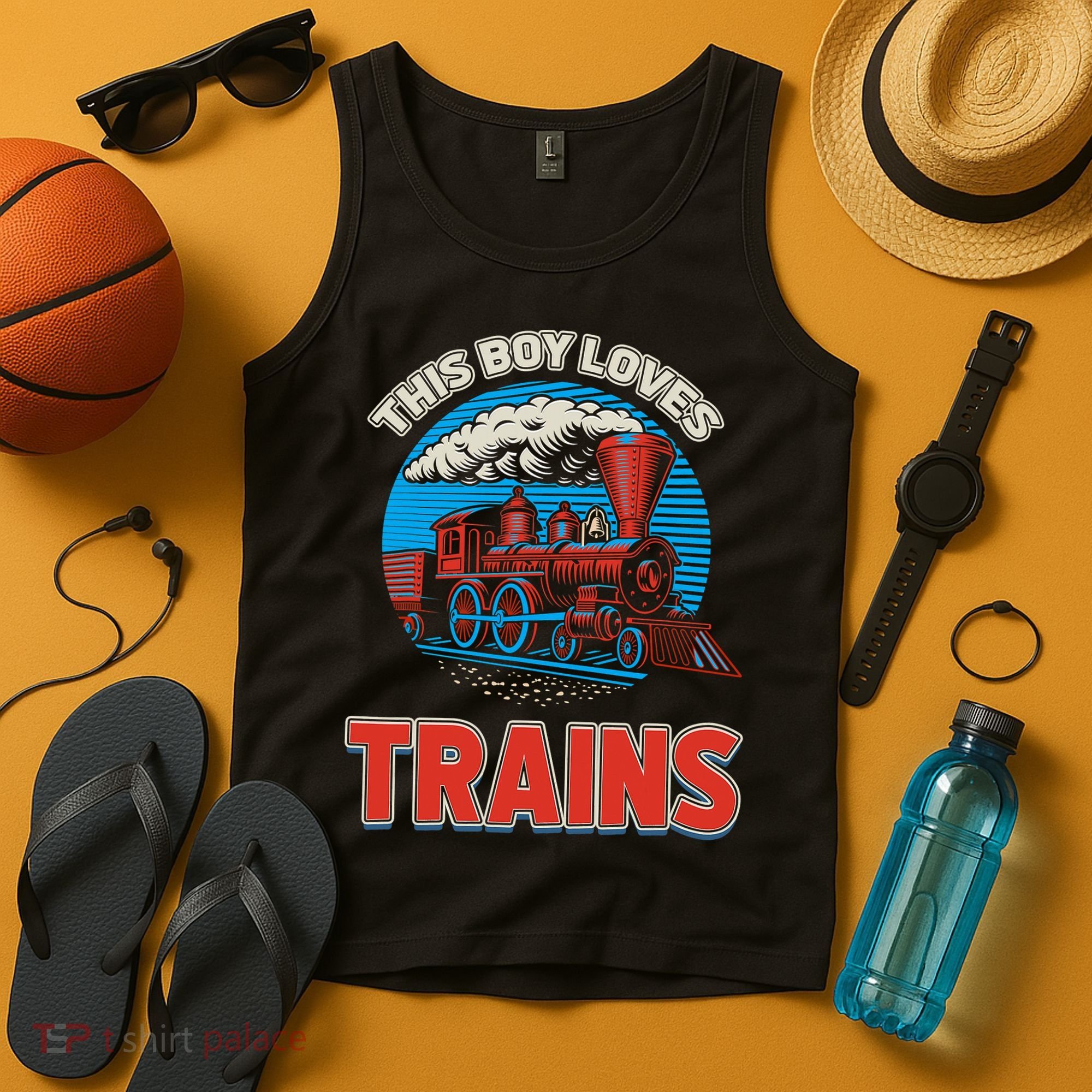 This  loves trains locomotives and wagon! boys train Tank Top