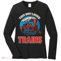 This  loves trains locomotives and wagon! boys train Women's Long Sleeve Shirt thumb 0