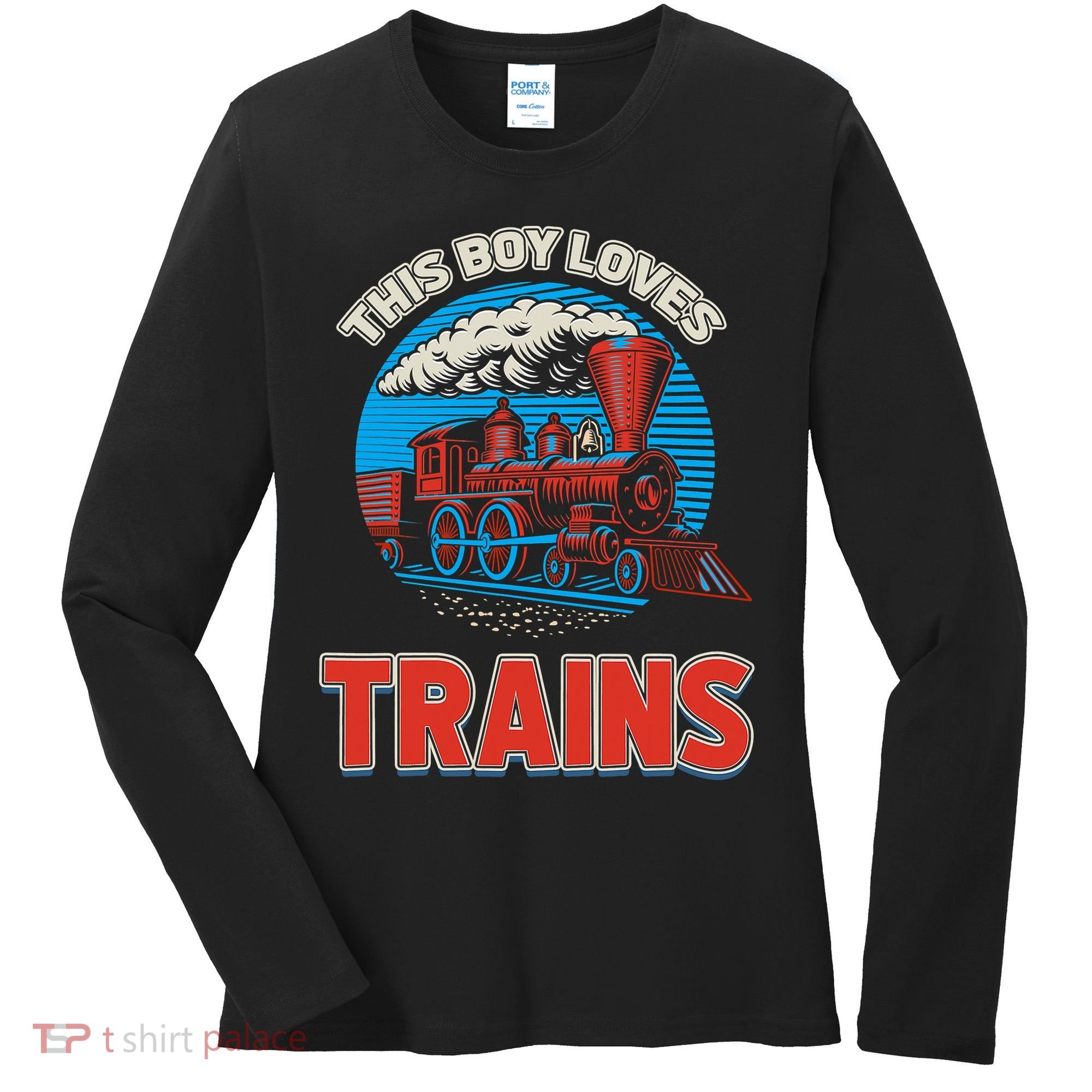 This  loves trains locomotives and wagon! boys train Women's Long Sleeve Shirt