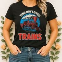 This  loves trains locomotives and wagon! boys train Women's T-Shirt thumb 2