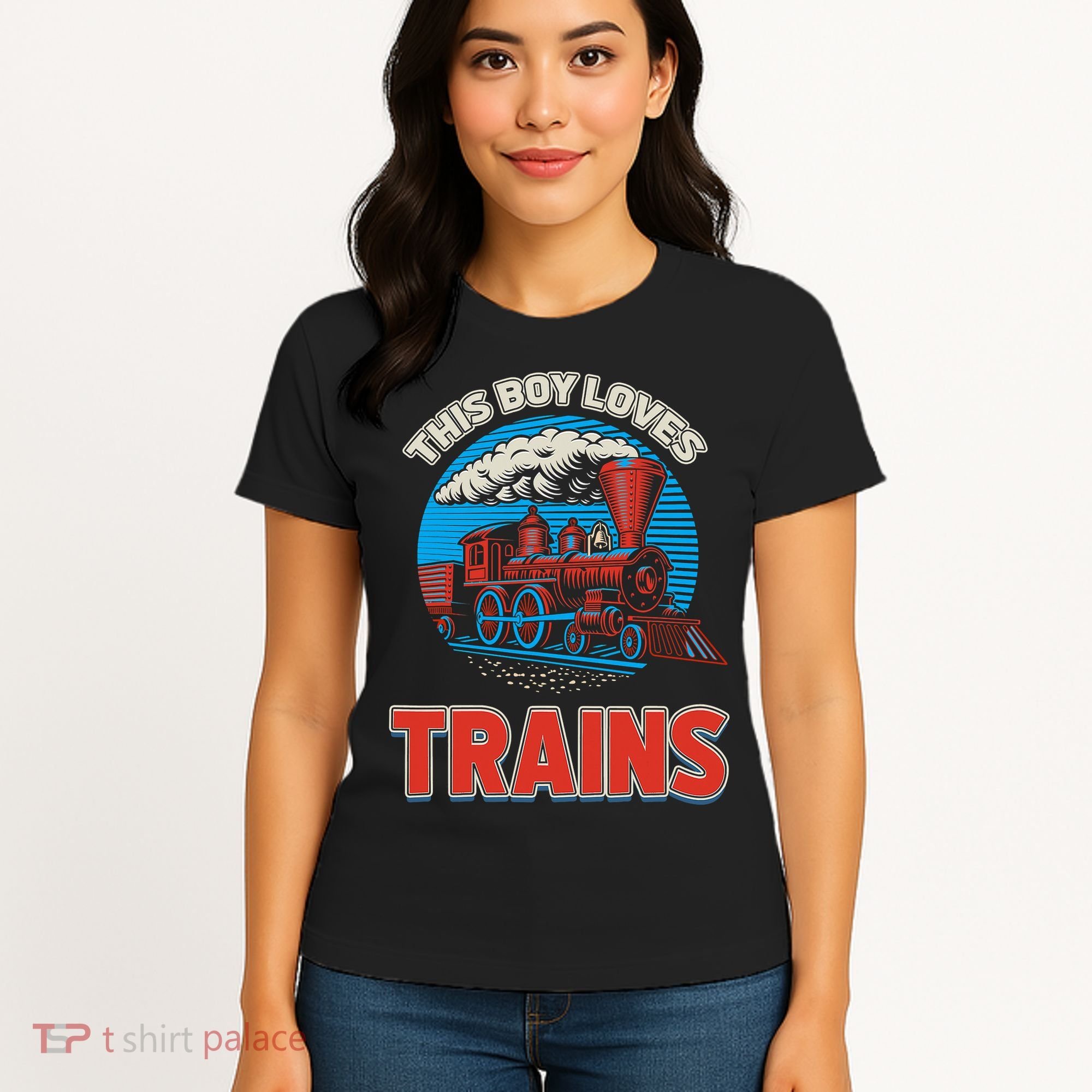 This  loves trains locomotives and wagon! boys train Women's T-Shirt