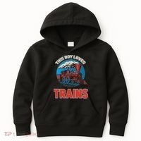 This  loves trains locomotives and wagon! boys train Kids Hoodie thumb 0
