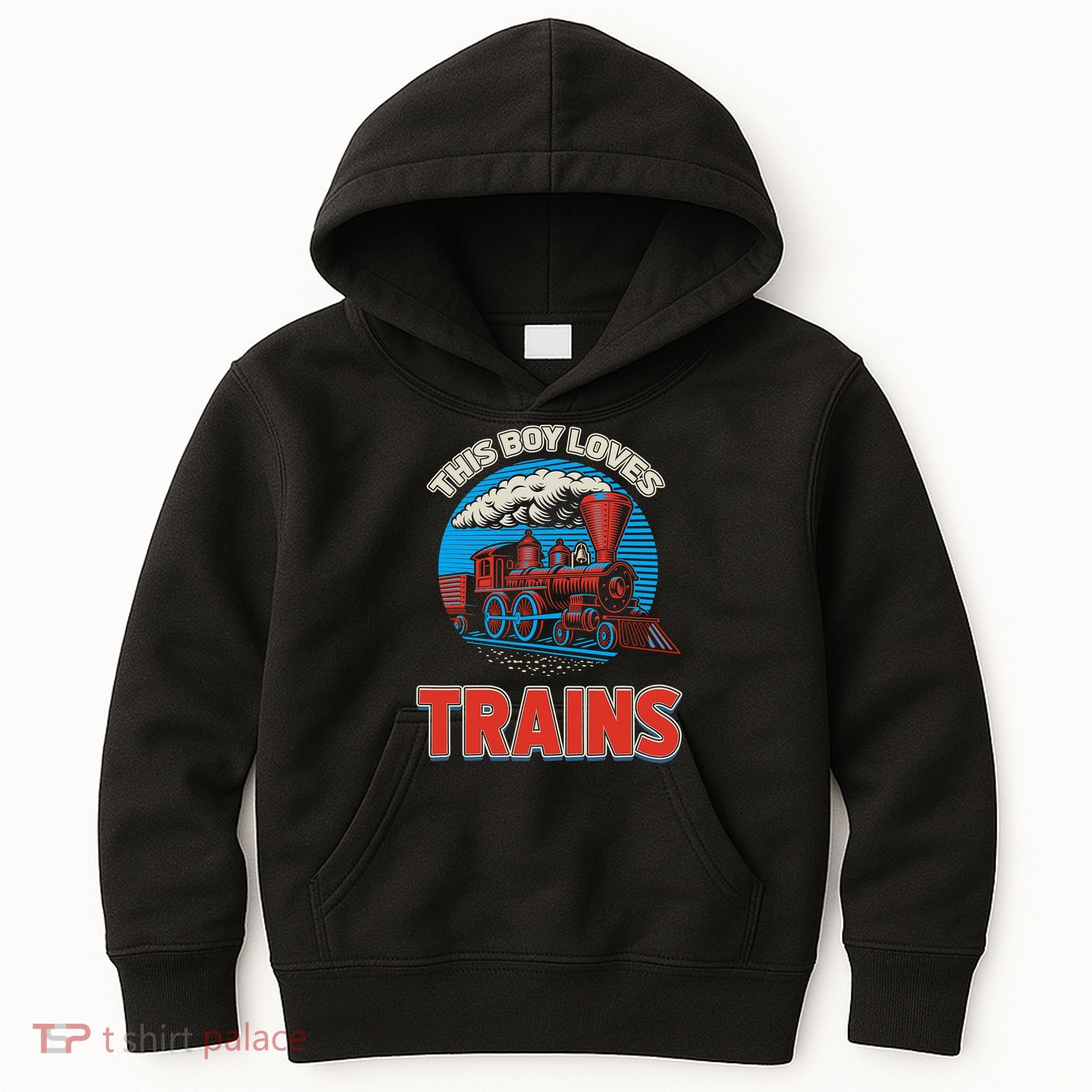 This  loves trains locomotives and wagon! boys train Kids Hoodie